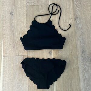 Marysia Mott Scalloped High-Neck Halter Swim Top & Bottom, XS